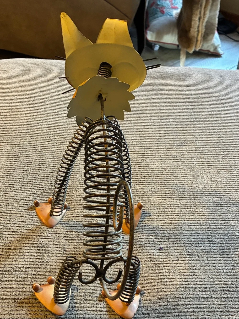 Decorative Metal Cat Figurine in Golden Yellow - Unbranded